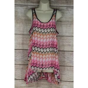 Takuni Womens Size Small Medium Sleeveless Zig Zag Blouse Top Shirt Pink